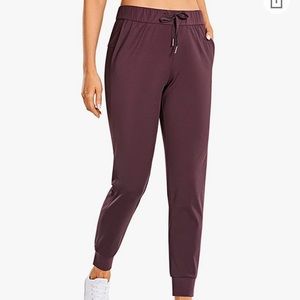 CRZ YOGA Women's Stretch Joggers Workout Drawstring Fitted Cuffed Ankle Pants